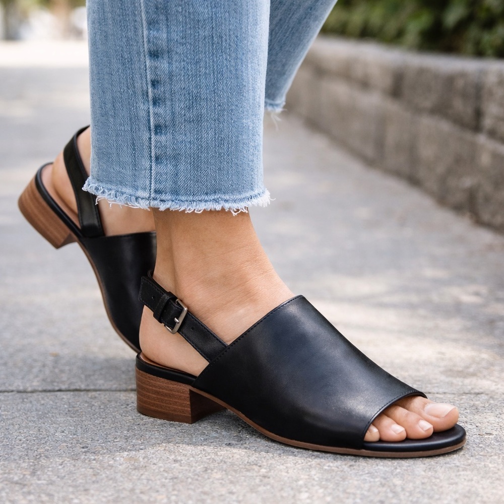 Madewell The Noelle Leather Slingback Sandal Minimalist Capsule Wardrobe sz 8 - Picture 2 of 10